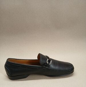 Salvatore Ferragamo Black Leather Slip-On Loafers